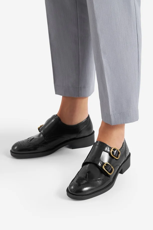 Black leather loafers